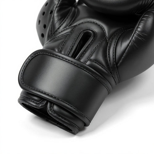 Close-up of ergonomic wrist support and stitching on Gel Boxing Gloves, macro texture shot